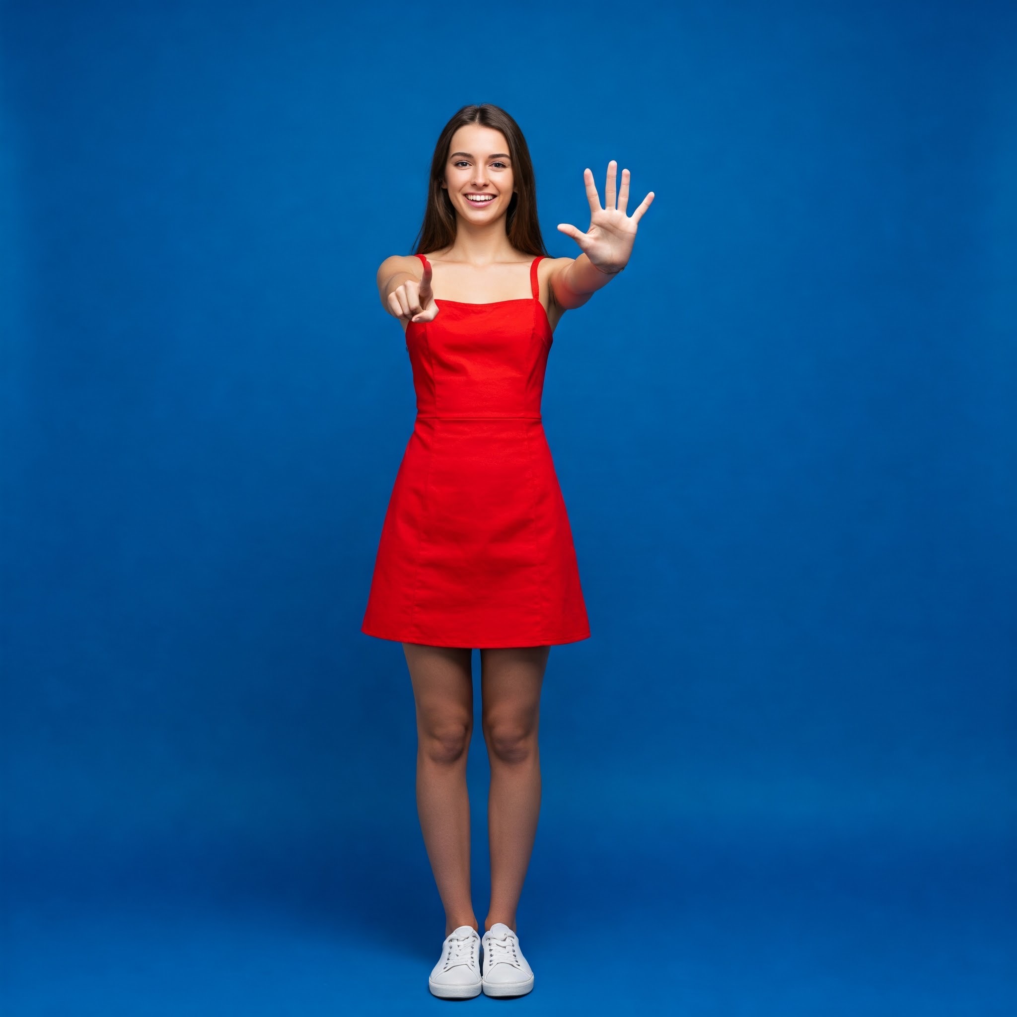 photo of Smiling Woman Pointing